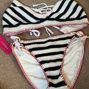 Red white blue crochet bikini top